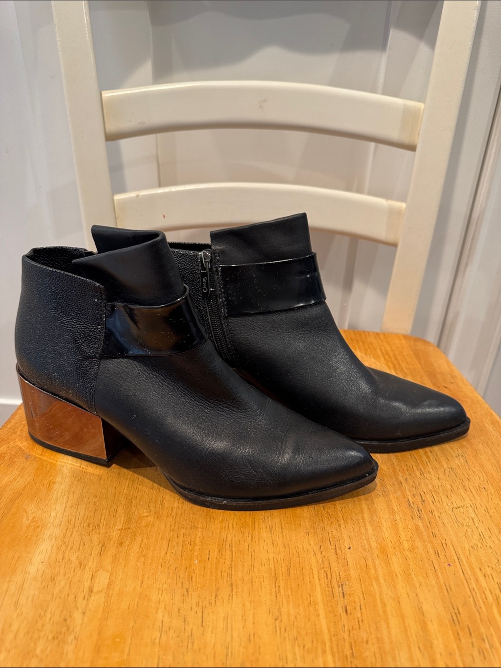 Circus by Sam Edelman Black Ankle Booties with Metallic Block Heel